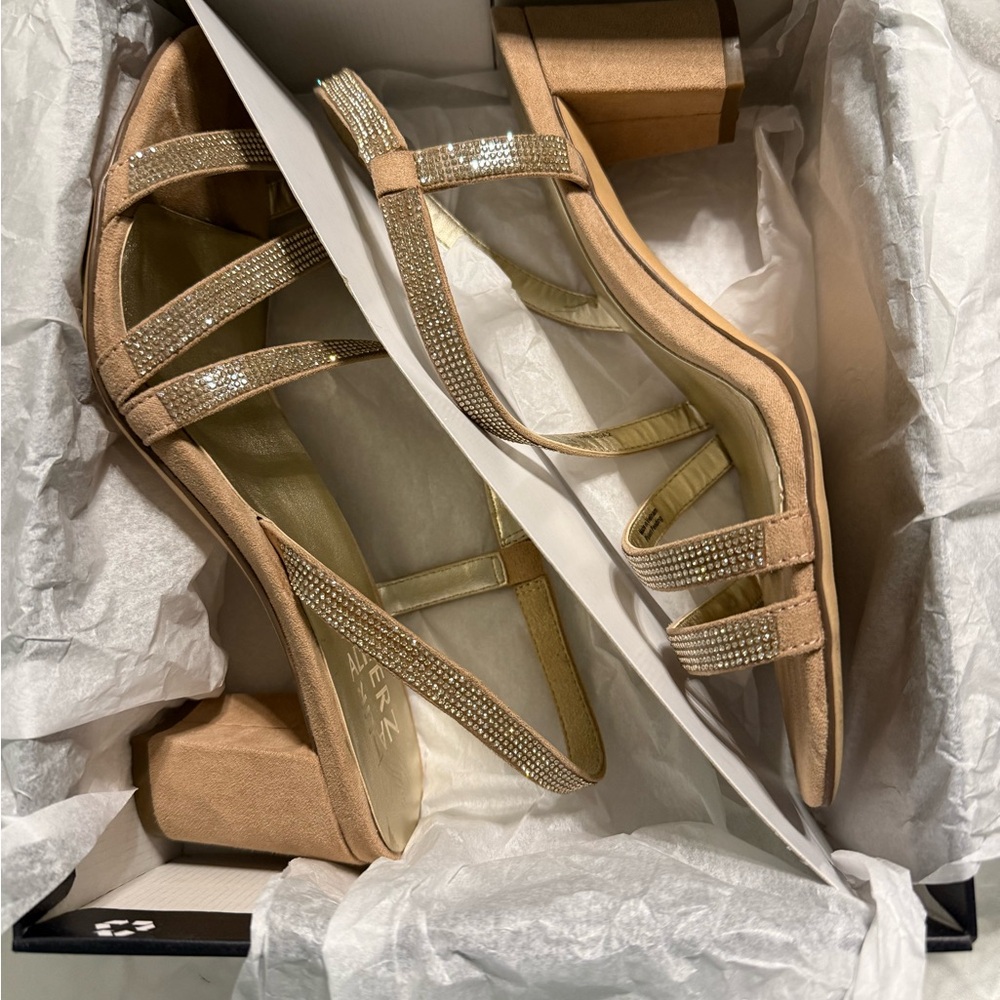 Naturalizer Sparkling Beige Strappy Heels
